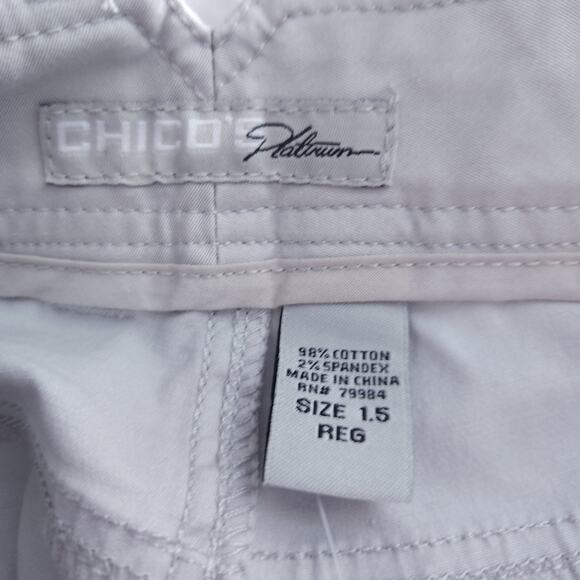 NEW Chico's Platinum Size 1.5 (Medium/10) Gray Chino Bootcut Pants Casual Work - Picture 4 of 4